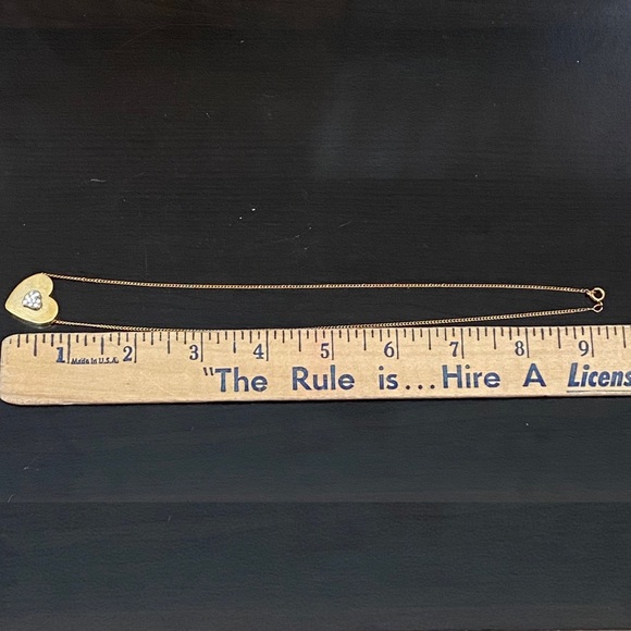 Unsigned Gold plated Slider Heart CZ Stones 18” Necklace - Picture 9 of 13